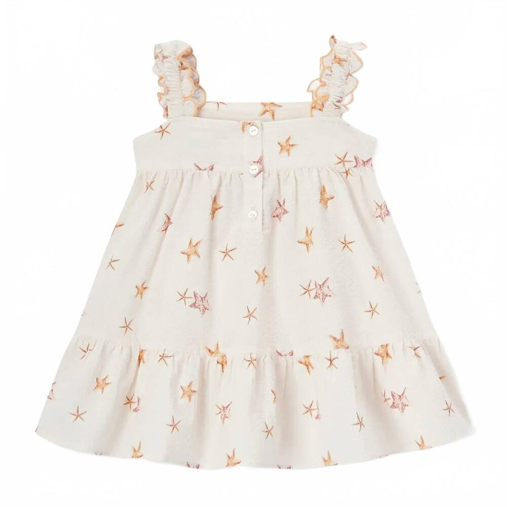 NEW MILKBARN kids' starfish dreams ruffle tiered dress in beige